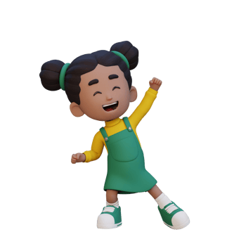 3D cute girl in happy pose png