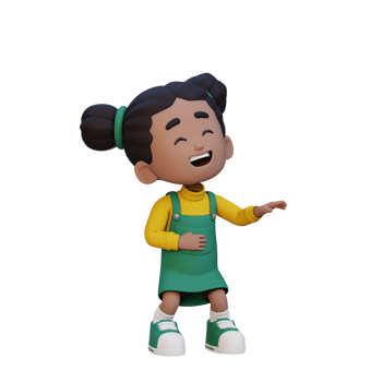 3D cute girl laughing png