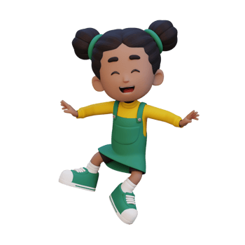 3D cute girl in jumping pose png