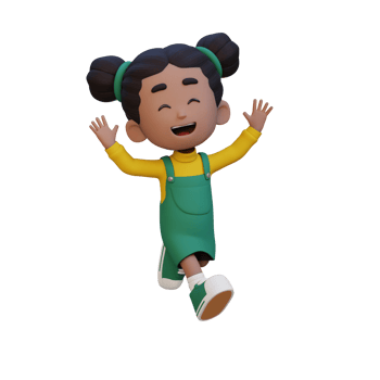 3D cute girl in jumping pose png