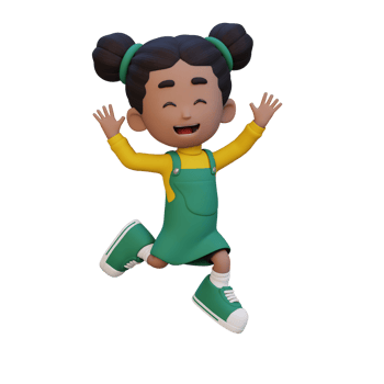 3D cute girl in jumping pose png