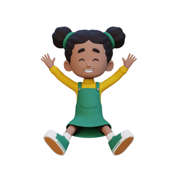 3D cute girl in jumping pose png