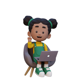 3D girl Character working on a Laptop png