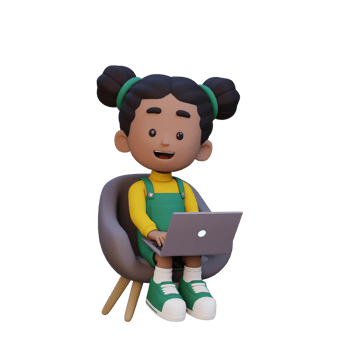3D girl Character working on a Laptop png