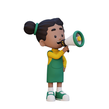 3D cute girl Character talking on Megaphone png