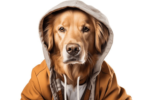 AI generated Golden Retriever in Streetwear on Transparent Background. AI png