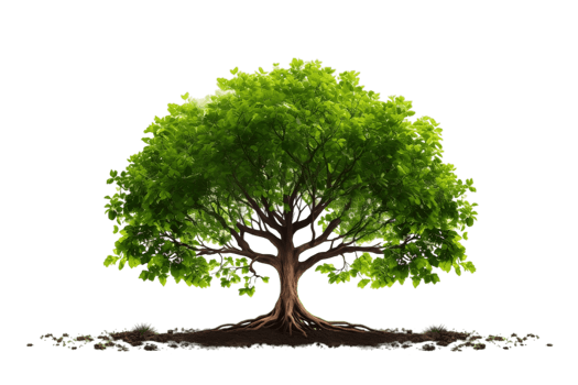 AI generated Tree with Elaborate Root System, Isolated on Transparent Background. AI png