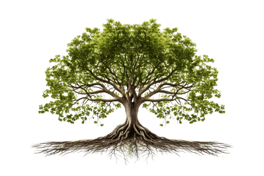 AI generated Tree with Elaborate Root System, Isolated on Transparent Background. AI png