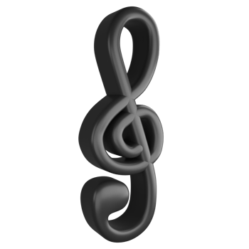 Treble clef or G clef note side view clipart flat design icon isolated on transparent background, 3D render entertainment and music concept png