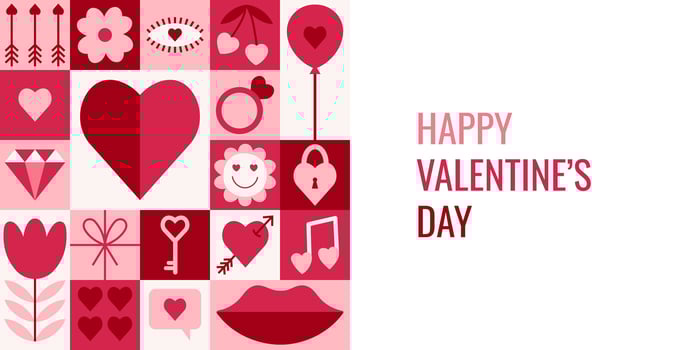 Happy Valentine's day bauhaus abstract geometry trendy holiday concept. Modern tamplate for background, banner, card, poster vector