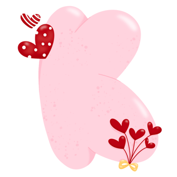 Cute hand drawn alphabet letter K with heart of Valentine day concept PNG