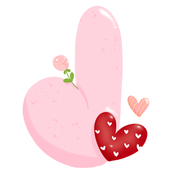 Cute hand drawn alphabet letter J with heart of Valentine day concept PNG