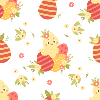 Seamless pattern  chick with Easter egg png