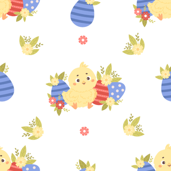 Seamless pattern  chick with Easter egg png