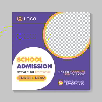 Creative school admission education social media post design modern back to school web banner template vector