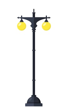 Traditional Outdoor Lamp Posts. Icon isolated on white background. Vector illustration in flat style