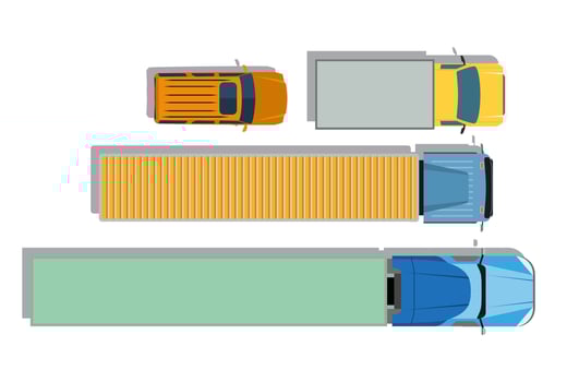 Cars and trucks top view flat icons. Vector illustration in flat style