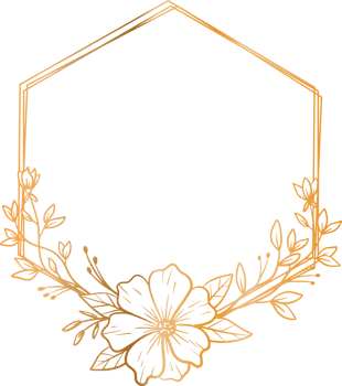 Luxury gold hexagon floral frame for wedding or engagement invitation png