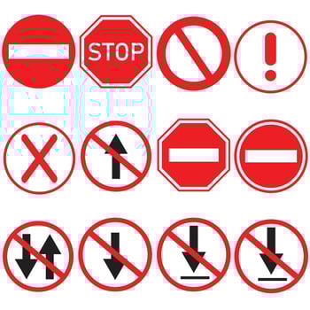 Stop sign icon vector set. Prohibitory signs. There is no way. Do not enter.