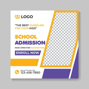 School admission education social media post design modern back to school web banner template vector