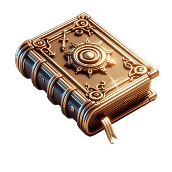 books of magic spells and witchcraft, royal scrolls and parchments, old rice paper for computer game. Fairy tale icon in cartoon style. Isolated 3d render png