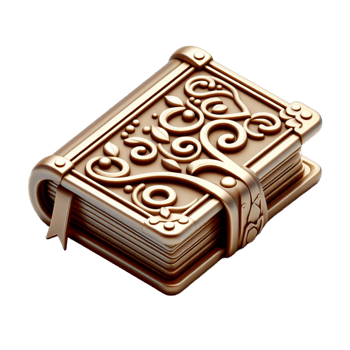 books of magic spells and witchcraft, royal scrolls and parchments, old rice paper for computer game. Fairy tale icon in cartoon style. Isolated 3d render png