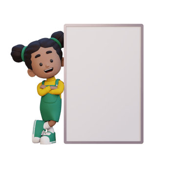 3D girl character holding a blank placard png