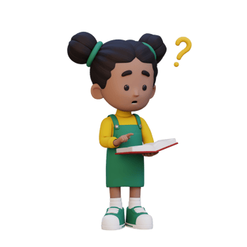 3D girl character get confused when reading a book png
