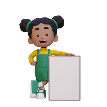 3D girl character holding a blank placard png