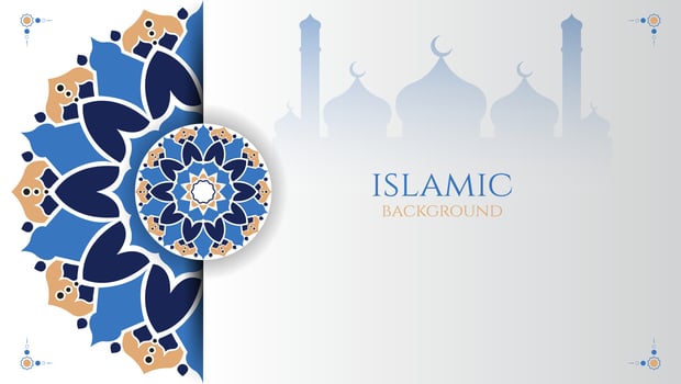 islamic background with mandala and mosque. mandala vector design.