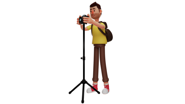 3D Illustration. Camerament 3D Cartoon Character. The camerament is setting the camera. Men fix the location of the camera to match what he wants to take a photo. 3D cartoon character png