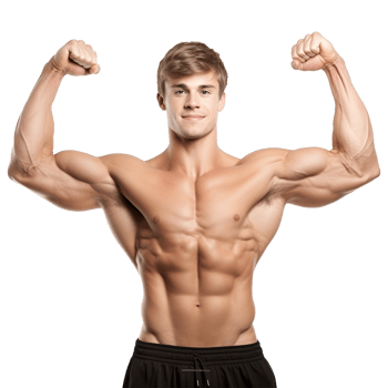 AI generated Male athlete flexing muscle isolated on transparent background png