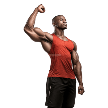 AI generated Male athlete flexing muscle isolated on transparent background png