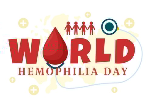 World Hemophilia Day Vector Illustration on April 17 with Red Bleeding Blood and Earth Map for Awareness Healthcare in Cartoon Background Design
