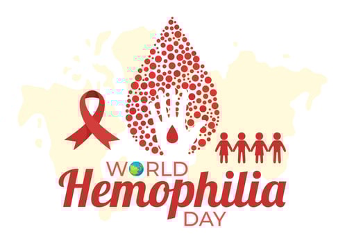 World Hemophilia Day Vector Illustration on April 17 with Red Bleeding Blood and Earth Map for Awareness Healthcare in Cartoon Background Design
