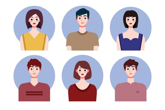 Set of social media profile templates with people avatars. Vector illustration