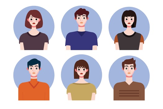 Set of social media profile templates with people avatars. Vector illustration