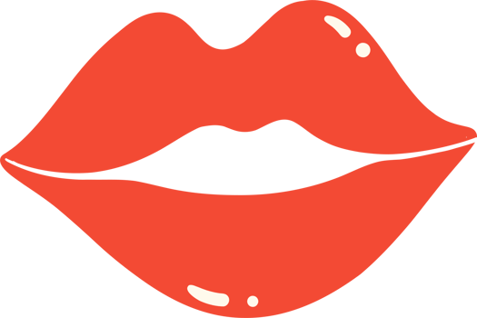 Cute Valentine red lip illustration png