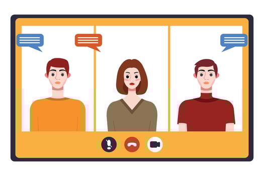 Video conference concept. People avatars on computer screen. Vector illustration