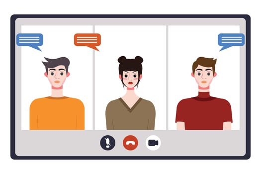 Video conference concept. People avatars on computer screen. Vector illustration