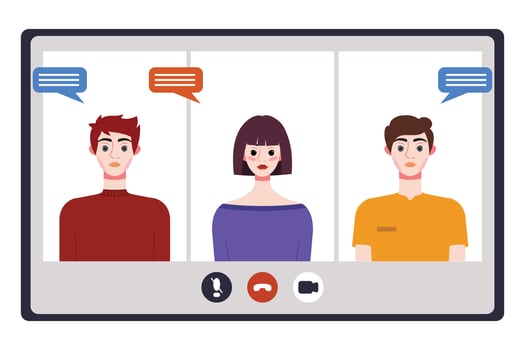 Video conference concept. People avatars on computer screen. Vector illustration