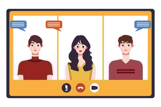 Video conference concept. People avatars on computer screen. Vector illustration