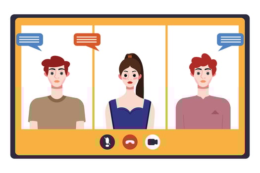 Video conference concept. People avatars on computer screen. Vector illustration