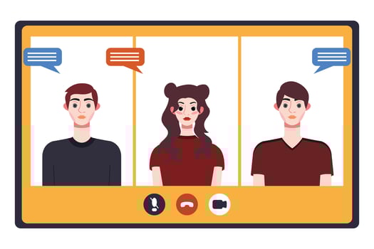 Video conference concept. People avatars on computer screen. Vector illustration