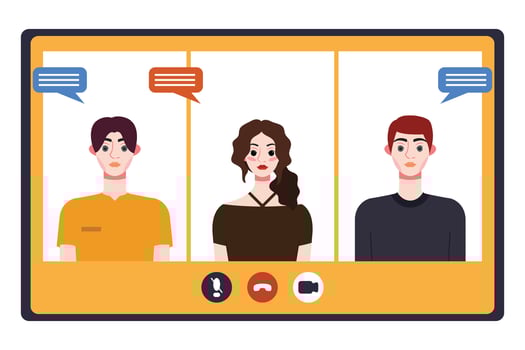 Video conference concept. People avatars on computer screen. Vector illustration