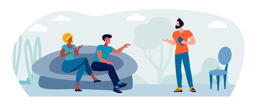 People talking against the backdrop of nature vector