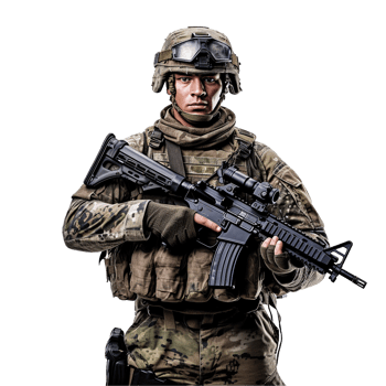 AI generated Soldier holding png isolated on transparent background