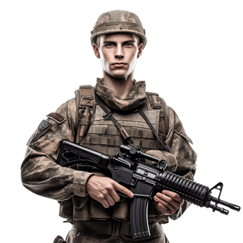 AI generated Soldier holding png isolated on transparent background
