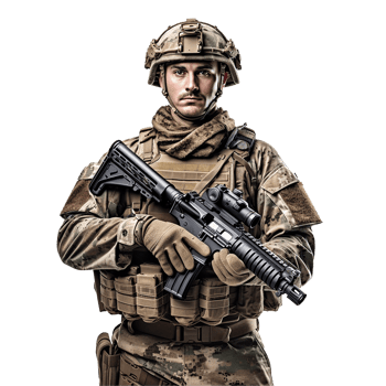 AI generated Soldier holding png isolated on transparent background