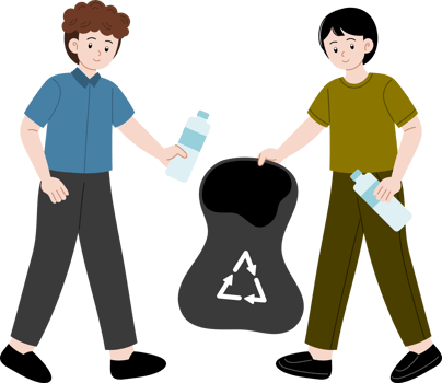 people clean up plastic bottles png